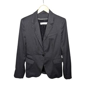 Zara Blazer Women's Large Black Pinstripe Tailored Structured Office Workwear